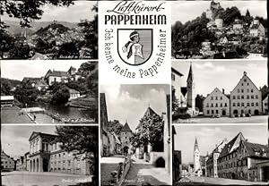 Bild des Verkufers fr Ansichtskarte / Postkarte Pappenheim im Altmhltal Mittelfranken, Gesamtansicht, Burg, Marktplatz, Altes Schlo zum Verkauf von akpool GmbH