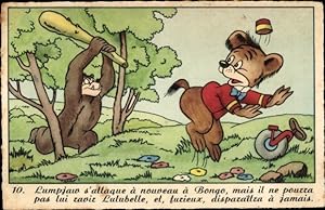 Künstler Ansichtskarte / Postkarte Walt Disney, Zwei Bären, Einrad, Lumpjaw s'attaque a nouveau a...