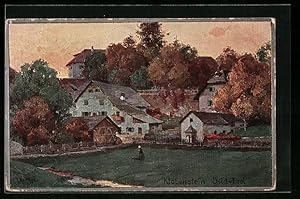 Künstler-Ansichtskarte Rudolf Alfred Höger: Klobenstein, Ortspartie im Herbst