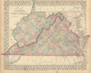 County map of Virginia and West Virginia