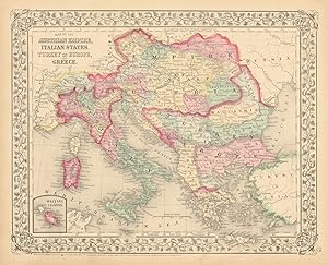 Map of the Austrian Empire, Italian States, Turkey in Europe, and Greece // Maltese Islands