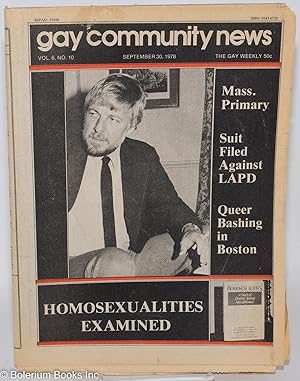 Seller image for GCN: Gay Community News; the gay weekly; vol. 6, #10, Sept. 30, 1978: Homosexualities Examined for sale by Bolerium Books Inc.