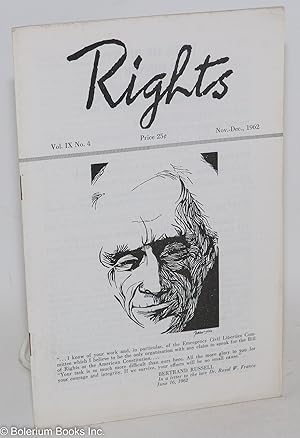 Imagen del vendedor de Rights, vol. 9, no. 4, November-December, 1962 a la venta por Bolerium Books Inc.