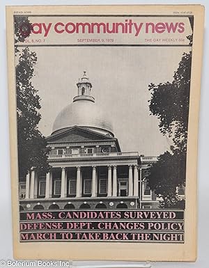 Imagen del vendedor de GCN: Gay Community News; the gay weekly; vol. 6, #7, Sept. 9, 1978: Mass. Candidates Surveyed a la venta por Bolerium Books Inc.