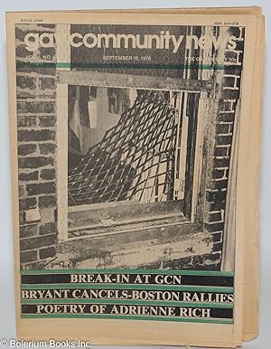 Bild des Verkufers fr GCN: Gay Community News; the gay weekly; vol. 6, #8, Sept. 16, 1978: Bryant Cancels Boston Rallies zum Verkauf von Bolerium Books Inc.