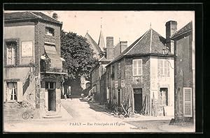 Carte postale Parly, Rue Principale et l'Eglise