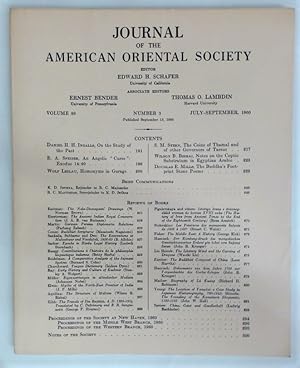 Bild des Verkufers fr Journal of the American Oriental Society. Volume 80, Number 3, July - September 1960. zum Verkauf von Plurabelle Books Ltd