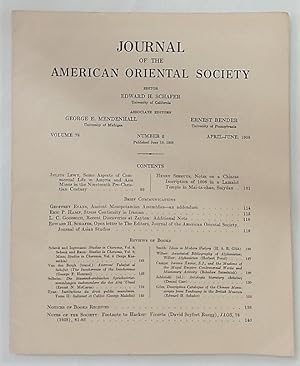 Bild des Verkufers fr Journal of the American Oriental Society. Volume 78, Number 2, April - June 1958. zum Verkauf von Plurabelle Books Ltd