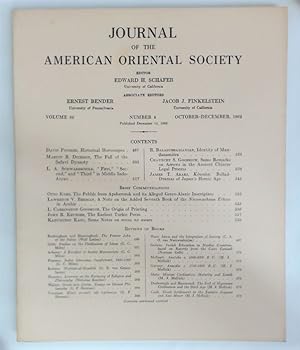 Bild des Verkufers fr Journal of the American Oriental Society. Volume 82, Number 4, October - December 1962. zum Verkauf von Plurabelle Books Ltd