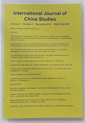 Bild des Verkufers fr International Journal of China Studies. Volume 5, Number 3. December 2014. zum Verkauf von Plurabelle Books Ltd