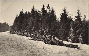 Ansichtskarte / Postkarte Schweizer Armee, Gebirgstruppen, Schützenlinie im Einzelfeuer, Ligne de...