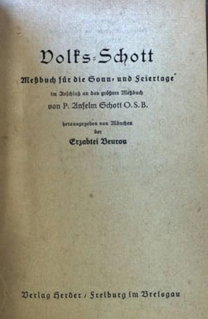 Bild des Verkufers fr Volks-Schott: Mebuch fr die Sonn- und Feiertage. zum Verkauf von books4less (Versandantiquariat Petra Gros GmbH & Co. KG)