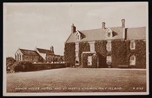 Holy Island Vintage Postcard Manor House Hotel Sepia Tone Effect