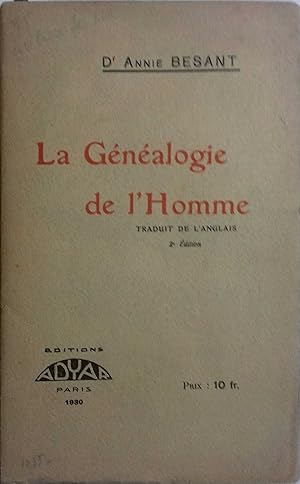 Bild des Verkufers fr La gnalogie de l'homme. zum Verkauf von Librairie Et Ctera (et caetera) - Sophie Rosire
