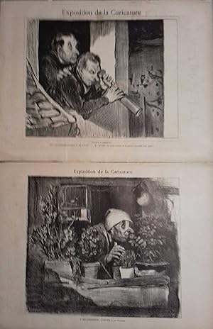 Types parisiens. 2 gravures de Daumier. Exposition de la caricature. 6 et 20 mai 1888.