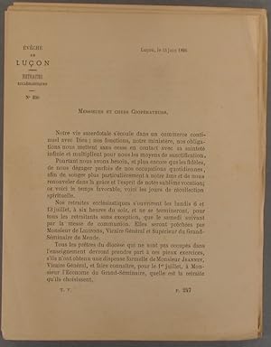 Lettre circulaire concernant les retraites ecclésiastiques. 13 juin 1896.