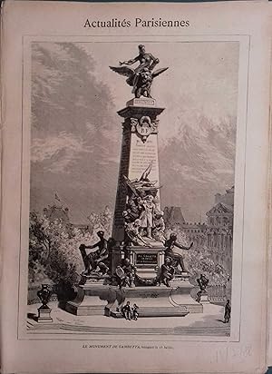 Imagen del vendedor de Le monument de Gambetta, inaugur le 15juillet. Actualits parisiennes. 15 juillet 1888. a la venta por Librairie Et Ctera (et caetera) - Sophie Rosire