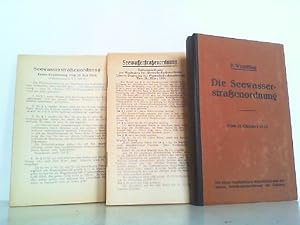 Imagen del vendedor de Die Seewasserstraenordnung vom 31. Oktober 1933. Erluterungen zur Seewasserstraenordnung. Polizeiverordnung zur Regelung des Verkehrs auf den deutschen Seewasserstraen - Vom 31. Oktober 1933. Beiliegend: 1. Seewasserstraenordnung Erste Ergnzung vom 18. Juli 1935 / 2. Seewasserstraenordnung Ergnzung vom 21. Mrz 1938. a la venta por Antiquariat Ehbrecht - Preis inkl. MwSt.