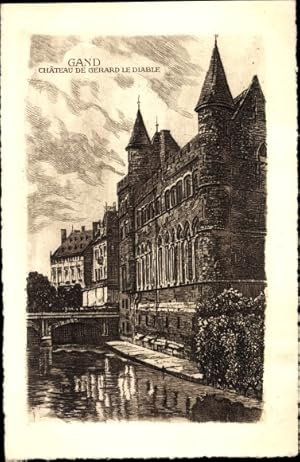Künstler Ansichtskarte / Postkarte Gand Gent Ostflandern, Chateau de Gerard le Diable