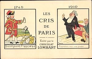 Künstler Ansichtskarte / Postkarte Grignon, Reklame, Chocolat Lombart, Les Cris de Paris, Schuhve...