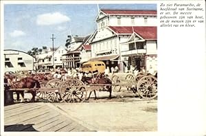 Bild des Verkufers fr Ansichtskarte / Postkarte Paramaribo Suriname, Straenpartie, Viehkarren zum Verkauf von akpool GmbH