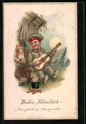 Seller image for Lithographie Bubis Abendlied, Geburtstagslied fr die Liebste, Kinder Kriegspropaganda for sale by Bartko-Reher