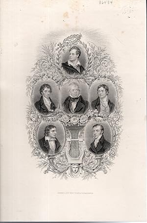 Seller image for ENGRAVING: "Byron, Southby, Scott, Coleridge, Keats & Montgomery"., from The Library of Choice Literature for sale by Dorley House Books, Inc.