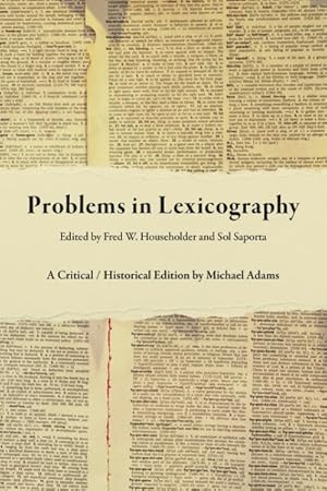 Imagen del vendedor de Problems in Lexicography : A Critical/Historical Edition a la venta por GreatBookPrices