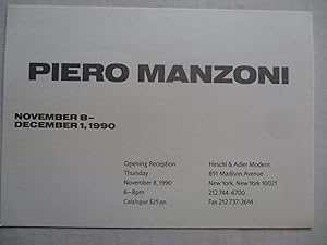 Bild des Verkufers fr Piero Manzoni Hirschl & Adler Modern 1990 Exhibition invite postcard zum Verkauf von ANARTIST