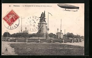 Ansichtskarte Puteaux, Le Monument de la Défense de Paris 1870-71, Zeppelin