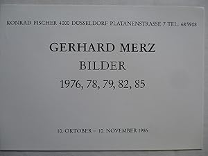 Bild des Verkufers fr Gerhard Merz Bilder 1976, 78, 79, 82, 85 Konrad Fischer 1986 Exhibition invite postcard zum Verkauf von ANARTIST