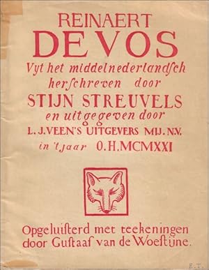 Image du vendeur pour Reinaert de Vos : uyt het Middelnederlandsch in verstaanbaar Vlaamsch herschreven door Stijn Streuvels mis en vente par BOOKSELLER  -  ERIK TONEN  BOOKS