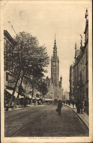 Ansichtskarte / Postkarte Danzig, Langgasse mit Rathaus