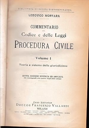 Commentario del Codice e delle Leggi di Procedura Civile, vol. 1.