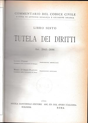 Seller image for Commentario del Codice Civile, libro sesto. Tutela dei diritti, art. 2643-2696. for sale by librisaggi