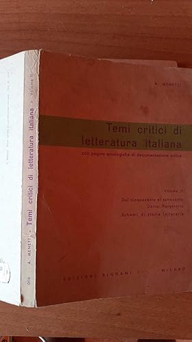 Immagine del venditore per Temi critici di letteratura italiana venduto da librisaggi