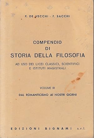 Compendio di Storia della Filosofia, vol. III°.
