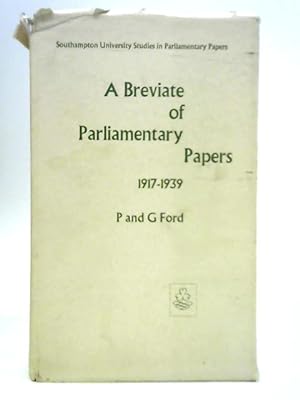 Seller image for Breviate of Parliamentary Papers 1917-1939 for sale by World of Rare Books
