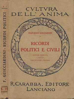 Bild des Verkufers fr Ricordi politici e civili (edizione completa) zum Verkauf von Biblioteca di Babele