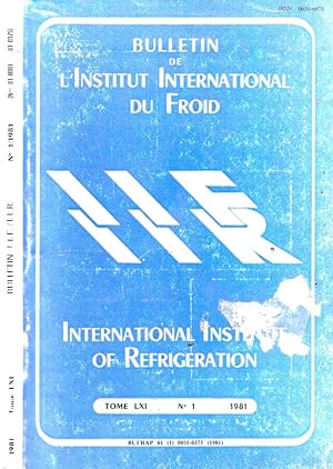 Image du vendeur pour Bulletin de l'Institut International du Froid tome LXI N. 1 1981 mis en vente par Biblioteca di Babele