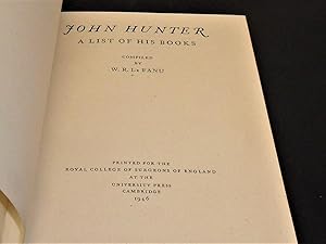 Image du vendeur pour John Hunter A List of his Books mis en vente par Provan Books