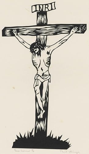 Scherenschnitt, Paul Hinze, Jesus am Kreuz, Scherenschnitt. - Paul Hinze. - Jesus am Kreuz. - "Ec...