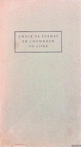 Image du vendeur pour Choix de pomes en l'honneur du livre mis en vente par Klondyke