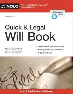 Imagen del vendedor de Quick & Legal Will Book a la venta por GreatBookPrices