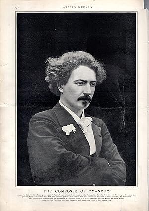 Seller image for PRINT: "The Compmoser of "Manru" (Paderewski).photo By Marceau. from Harper's Weekly, February 22,1902 for sale by Dorley House Books, Inc.