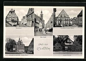 Immagine del venditore per Ansichtskarte Walldrn, Rathaus, Strassenpartie am Bild, Gasthaus zur Rose, Wallfahrtskirche Heilig Blut venduto da Bartko-Reher