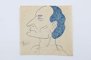 Dessin original à l'encre bleue représentant son ami Antonin Artaud