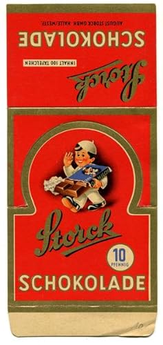 Werbeaufsteller: Storck Schokolade 10 Pfennig, Inhalt 100 Täfelchen.