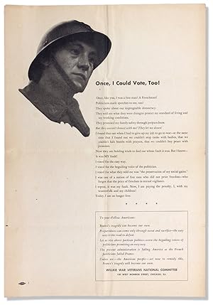 Once I could Vote, Too! [Willkie War Veterans National Committee, WWII poster]