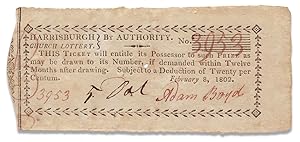 Harrisburgh Church Lottery. By Authority. [1802 Pennsylvania lottery ticket]